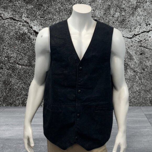 NRA Authentic Leather Gear Vest Concealed Carry Black Suede w/Snap Men's Large - Picture 2 of 11
